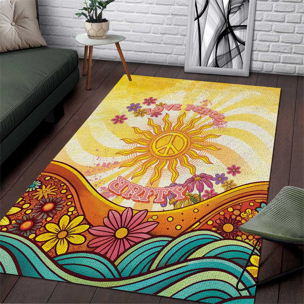 Love Peace Unity Area Rug Hippie Soul Sunflower - Wonder Print Shop