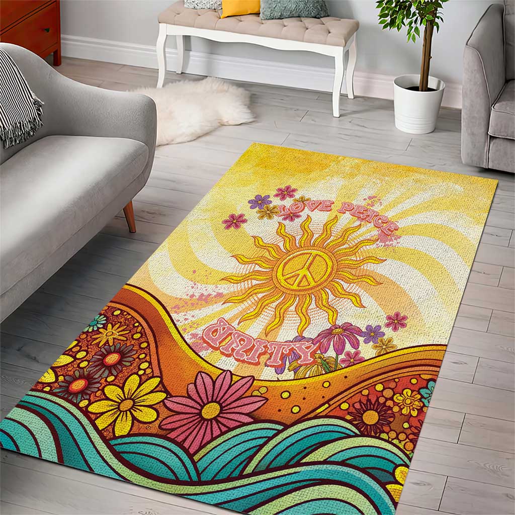 Love Peace Unity Area Rug Hippie Soul Sunflower - Wonder Print Shop