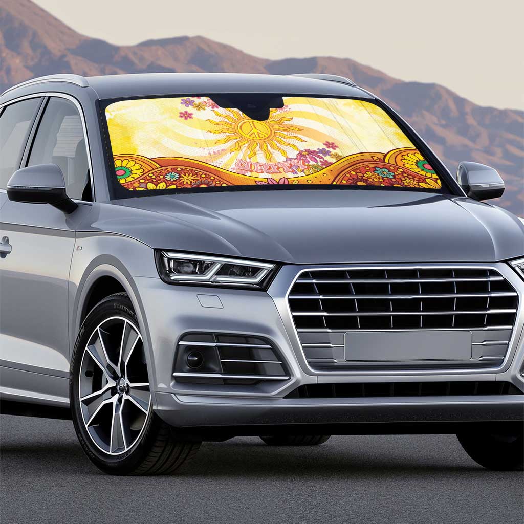 Love Peace Unity Auto Sun Shade Hippie Soul Sunflower - Wonder Print Shop