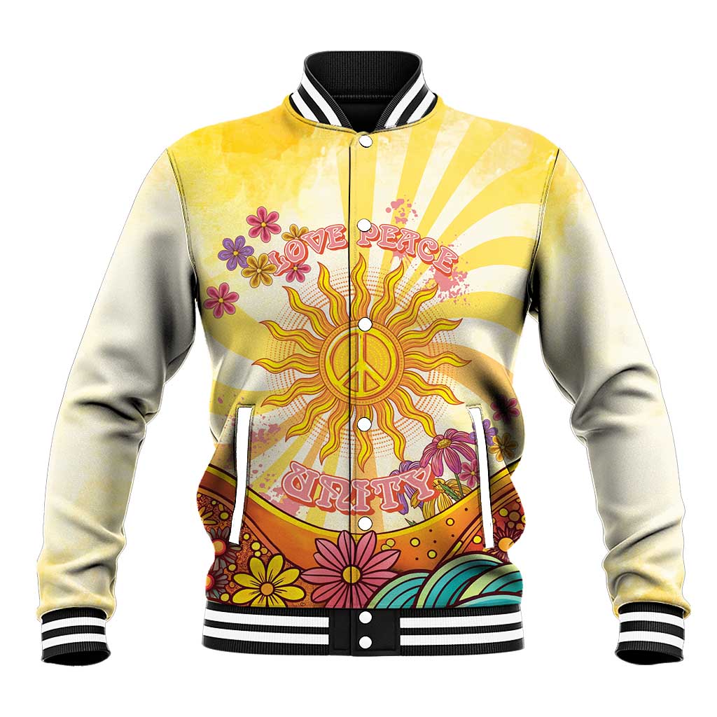 Love Peace Unity Baseball Jacket Hippie Soul Sunflower - Wonder Print Shop