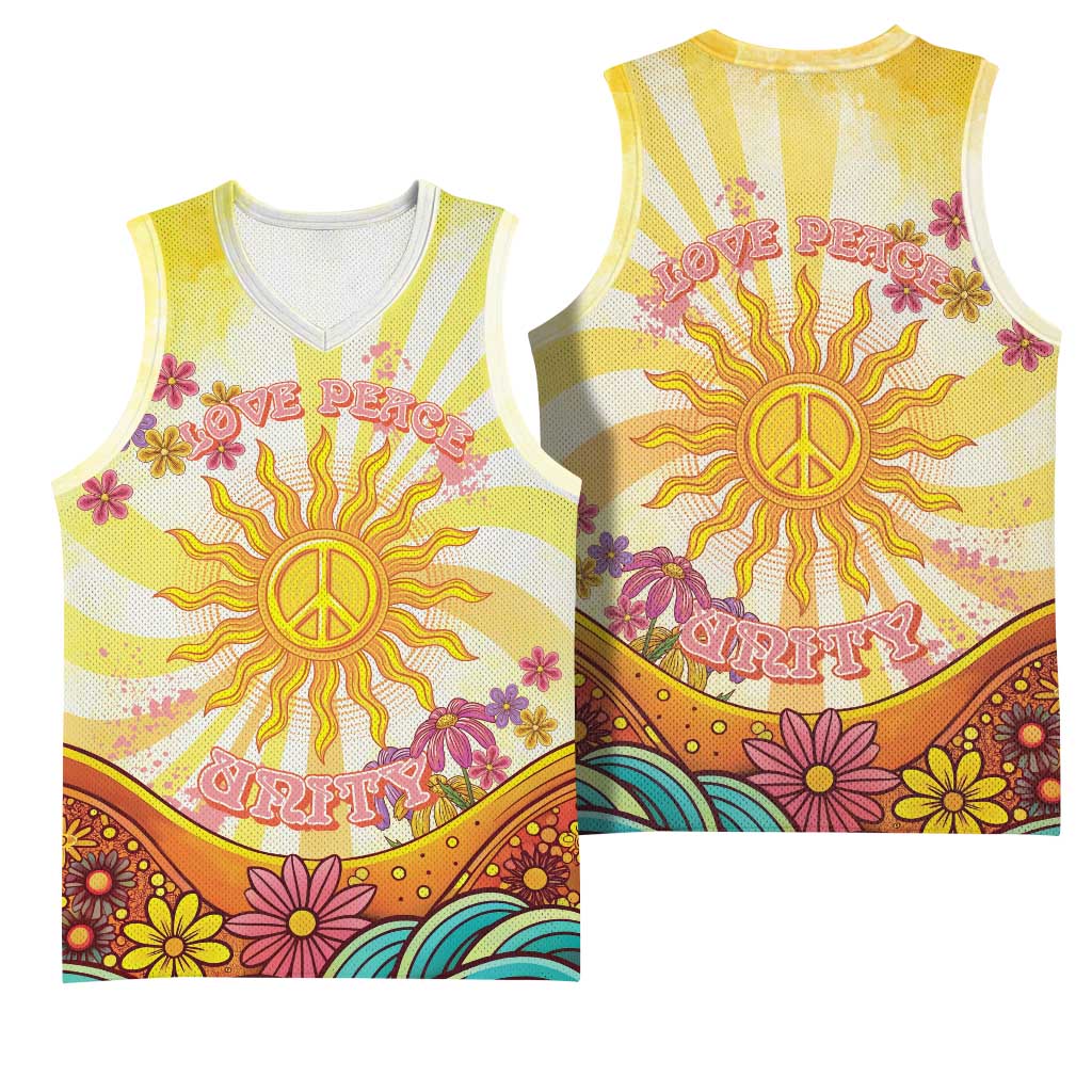 Love Peace Unity Basketball Jersey Hippie Soul Sunflower - Wonder Print Shop