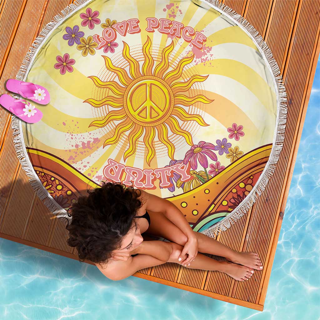 Love Peace Unity Beach Blanket Hippie Soul Sunflower - Wonder Print Shop