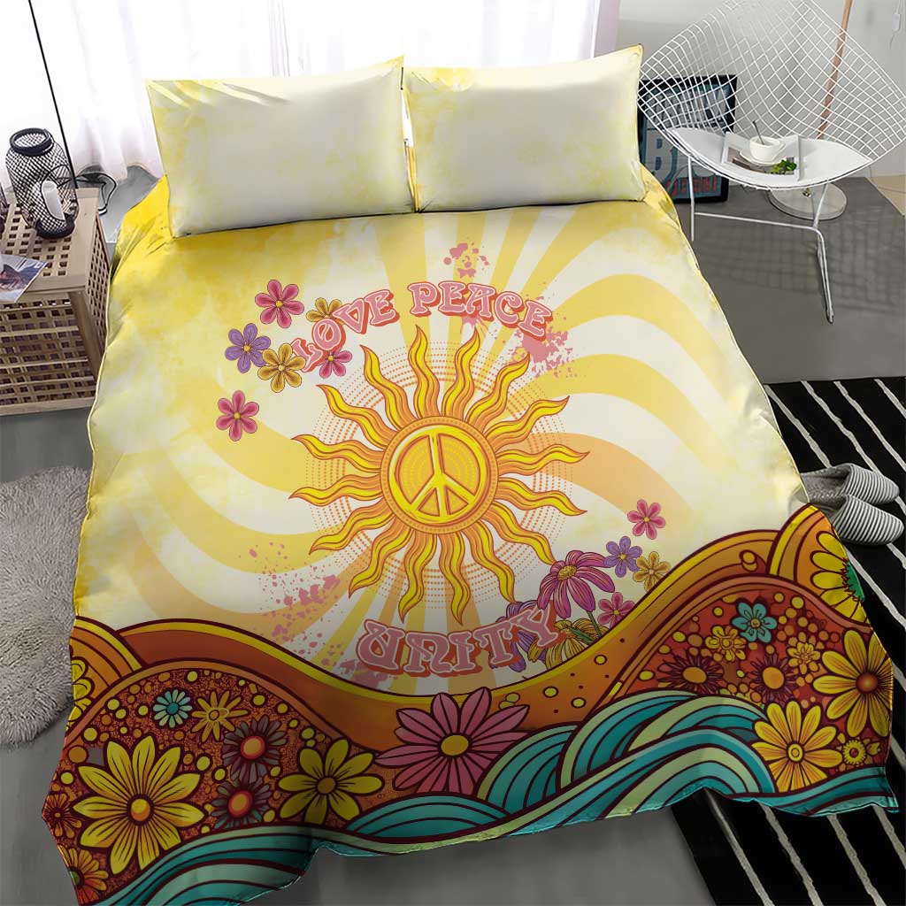 Love Peace Unity Bedding Set Hippie Soul Sunflower - Wonder Print Shop