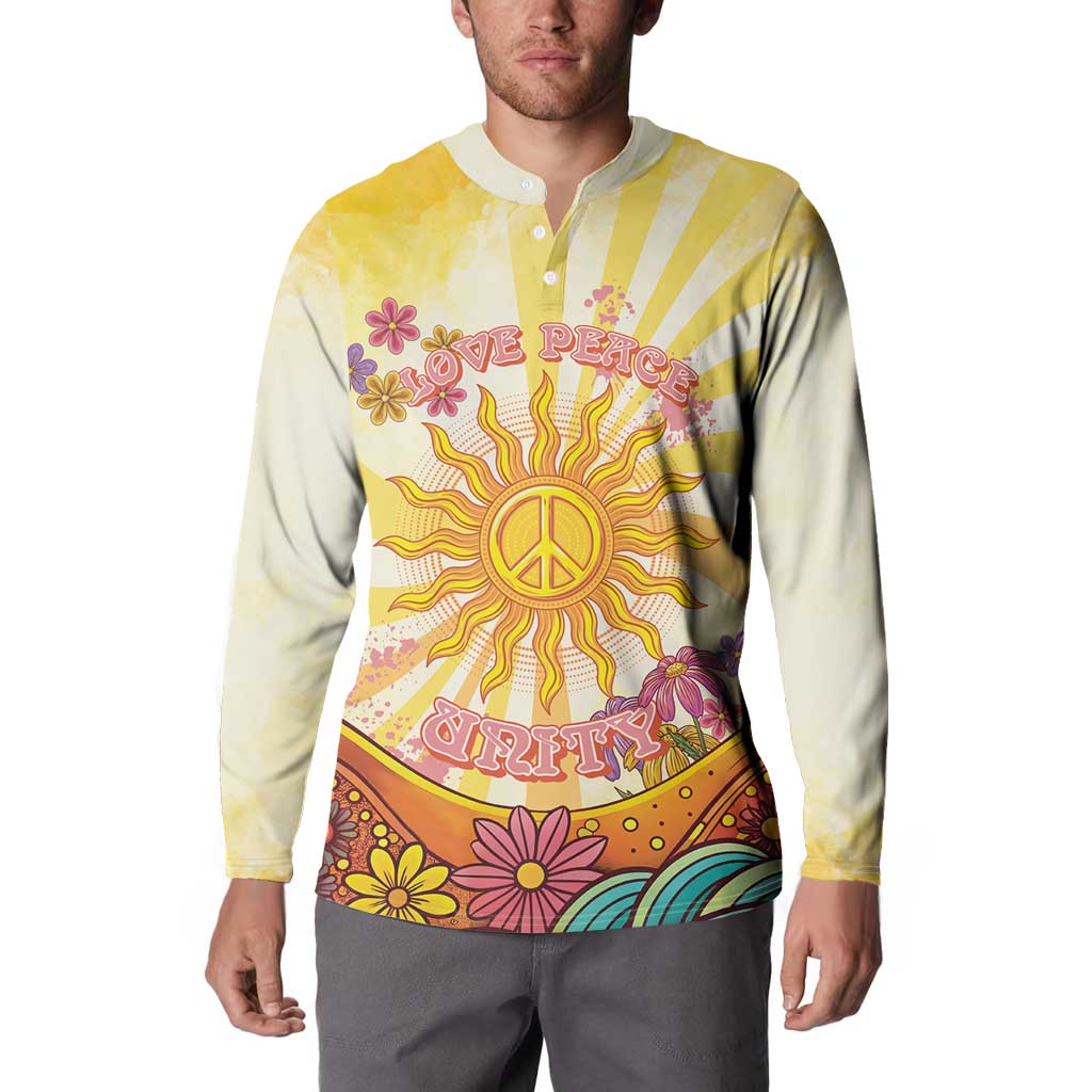 Love Peace Unity Button Sweatshirt Hippie Soul Sunflower - Wonder Print Shop