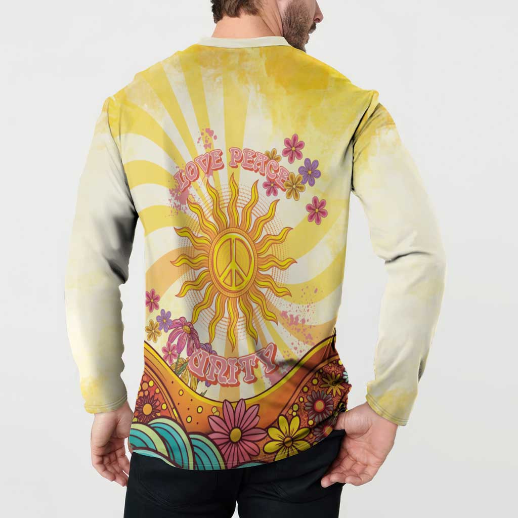 Love Peace Unity Button Sweatshirt Hippie Soul Sunflower - Wonder Print Shop