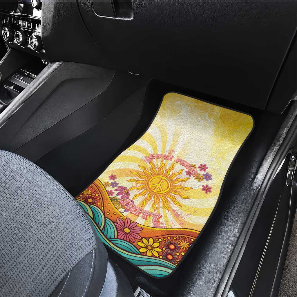 Love Peace Unity Car Mats Hippie Soul Sunflower - Wonder Print Shop