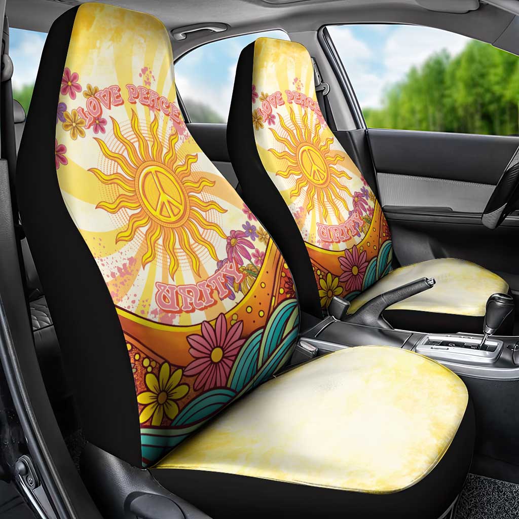 Love Peace Unity Car Seat Cover Hippie Soul Sunflower - Wonder Print Shop