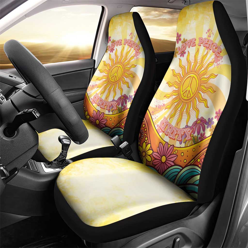 Love Peace Unity Car Seat Cover Hippie Soul Sunflower - Wonder Print Shop