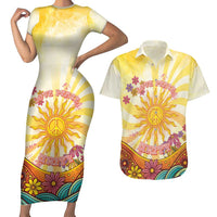 Love Peace Unity Couples Matching Short Sleeve Bodycon Dress and Hawaiian Shirt Hippie Soul Sunflower - Wonder Print Shop