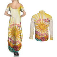 Love Peace Unity Couples Matching Summer Maxi Dress and Long Sleeve Button Shirt Hippie Soul Sunflower - Wonder Print Shop