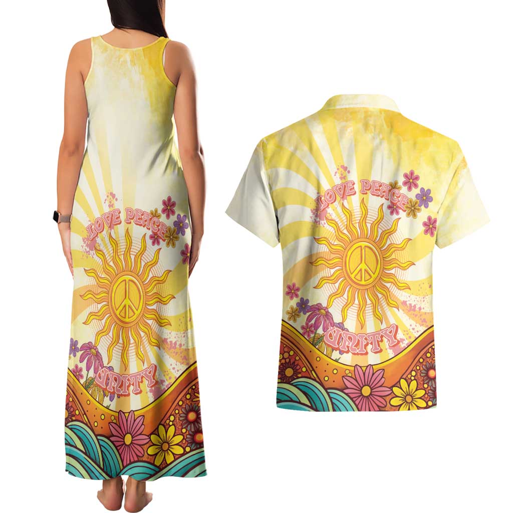 Love Peace Unity Couples Matching Tank Maxi Dress and Hawaiian Shirt Hippie Soul Sunflower - Wonder Print Shop