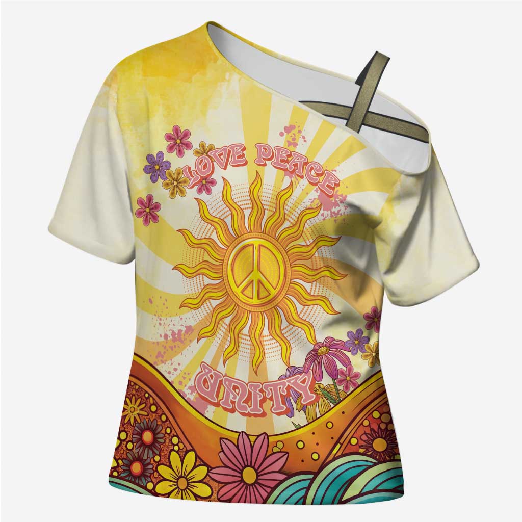 Love Peace Unity Cross Shoulder Shirt Hippie Soul Sunflower - Wonder Print Shop