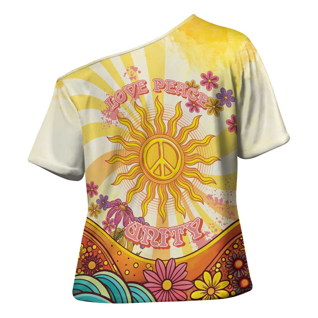 Love Peace Unity Cross Shoulder Shirt Hippie Soul Sunflower - Wonder Print Shop