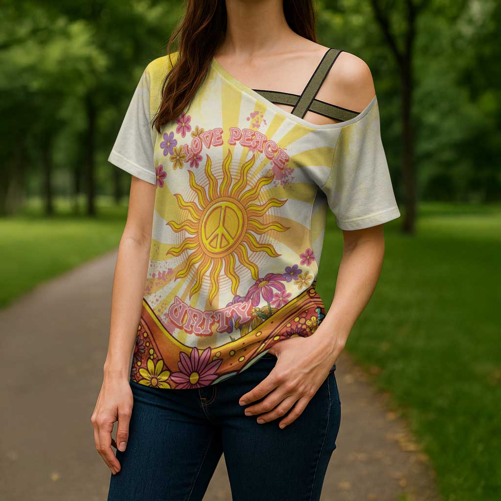 Love Peace Unity Cross Shoulder Shirt Hippie Soul Sunflower - Wonder Print Shop