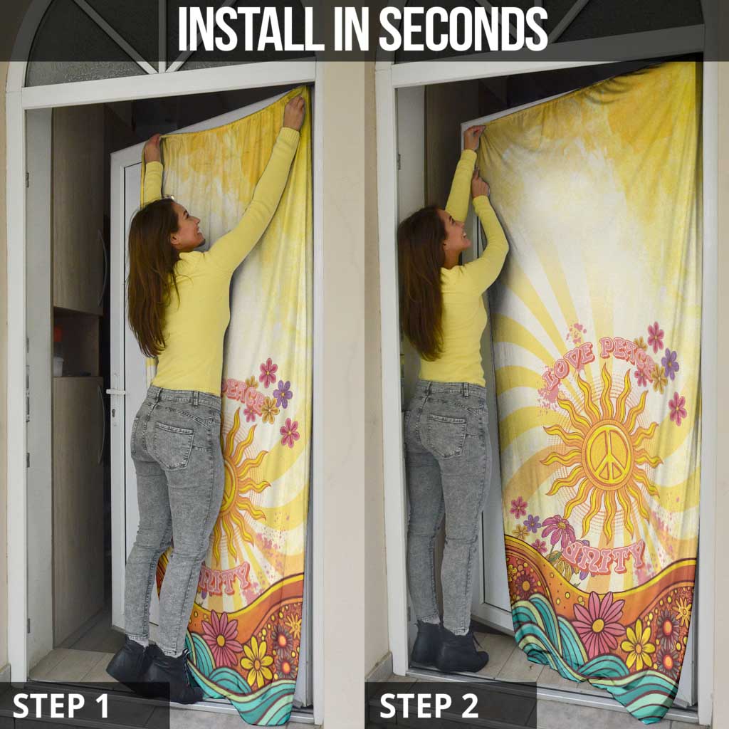 Love Peace Unity Door Cover Hippie Soul Sunflower - Wonder Print Shop