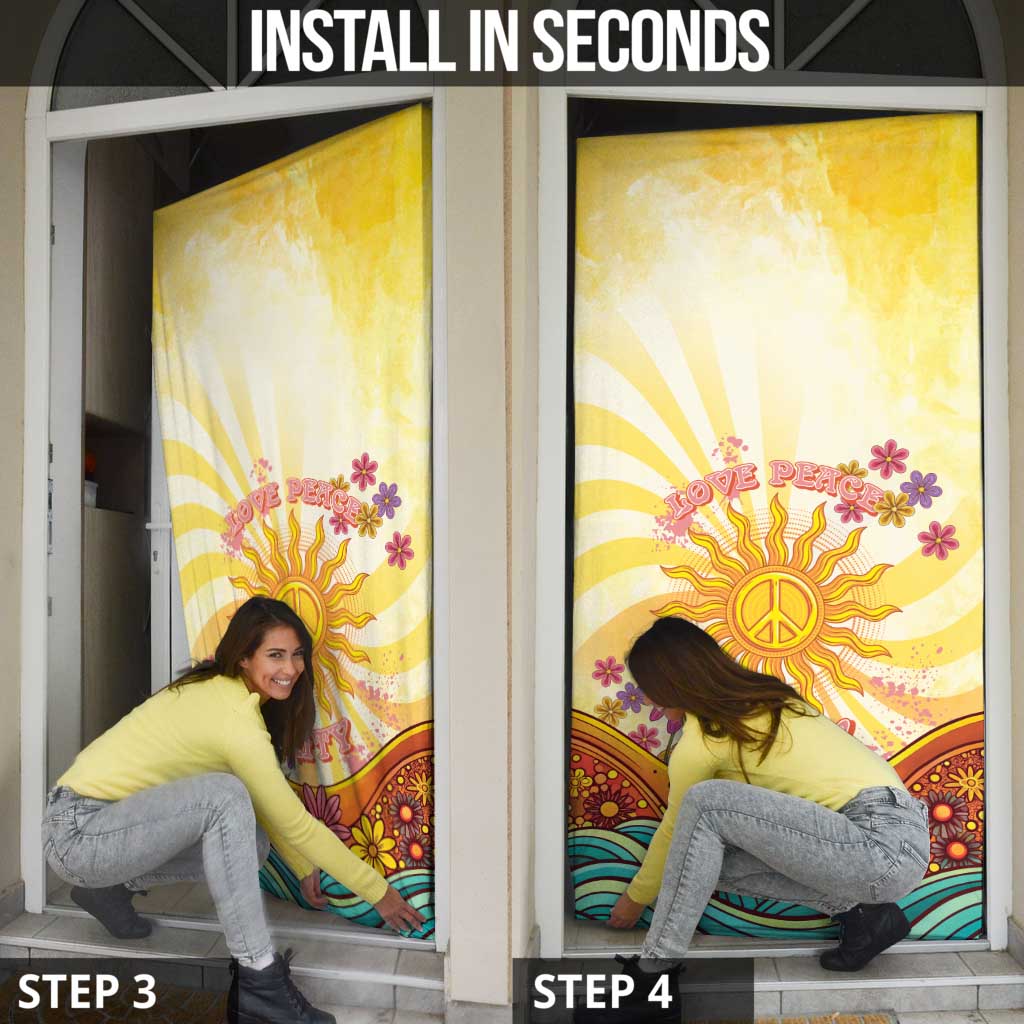 Love Peace Unity Door Cover Hippie Soul Sunflower - Wonder Print Shop