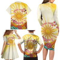 Love Peace Unity Family Matching Long Sleeve Bodycon Dress and Hawaiian Shirt Hippie Soul Sunflower - Wonder Print Shop