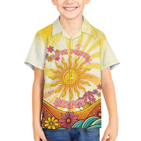 Love Peace Unity Family Matching Off The Shoulder Long Sleeve Dress and Hawaiian Shirt Hippie Soul Sunflower - Wonder Print Shop