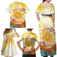 Love Peace Unity Family Matching Off Shoulder Maxi Dress and Hawaiian Shirt Hippie Soul Sunflower - Wonder Print Shop