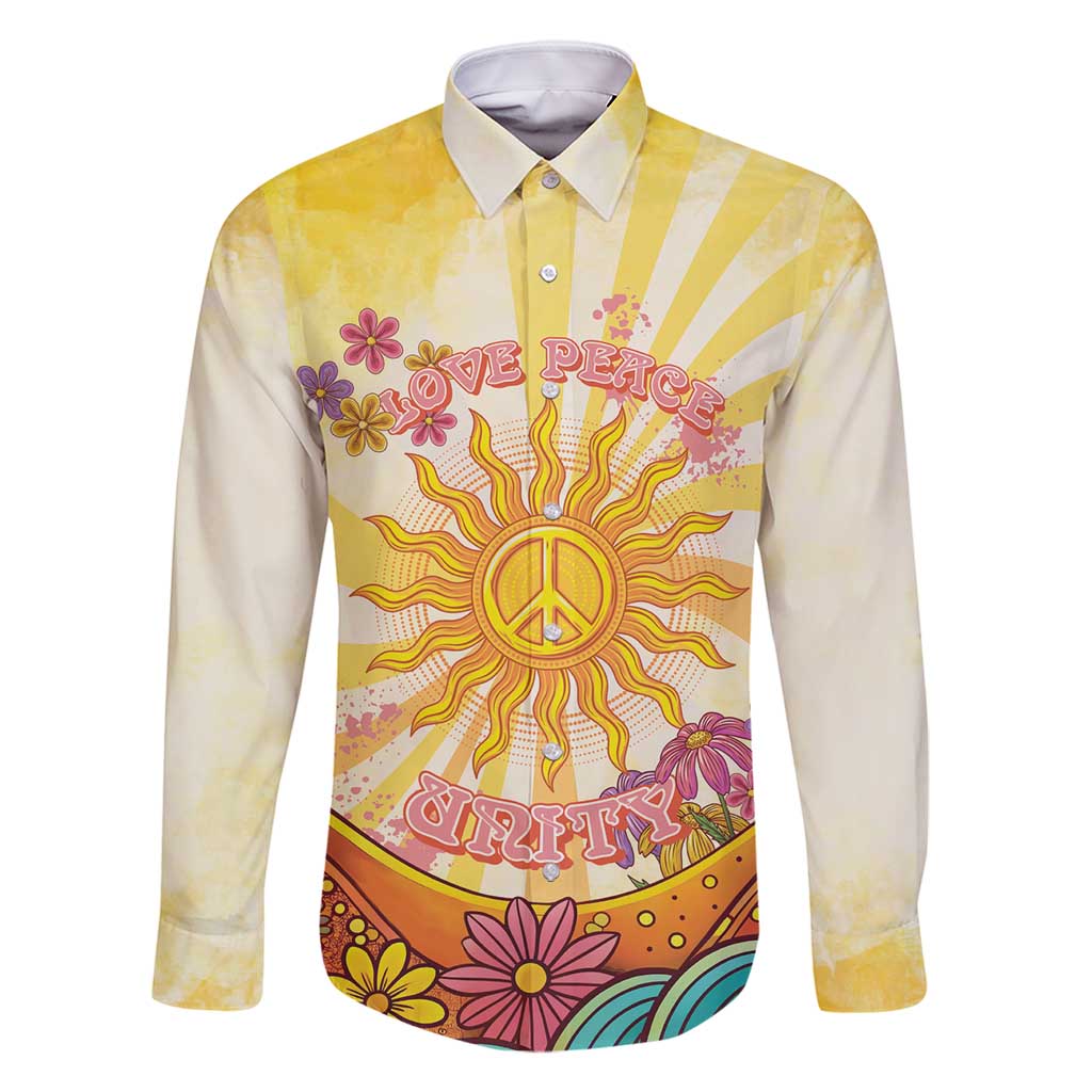 Love Peace Unity Family Matching Off Shoulder Short Dress and Hawaiian Shirt Hippie Soul Sunflower - Wonder Print Shop