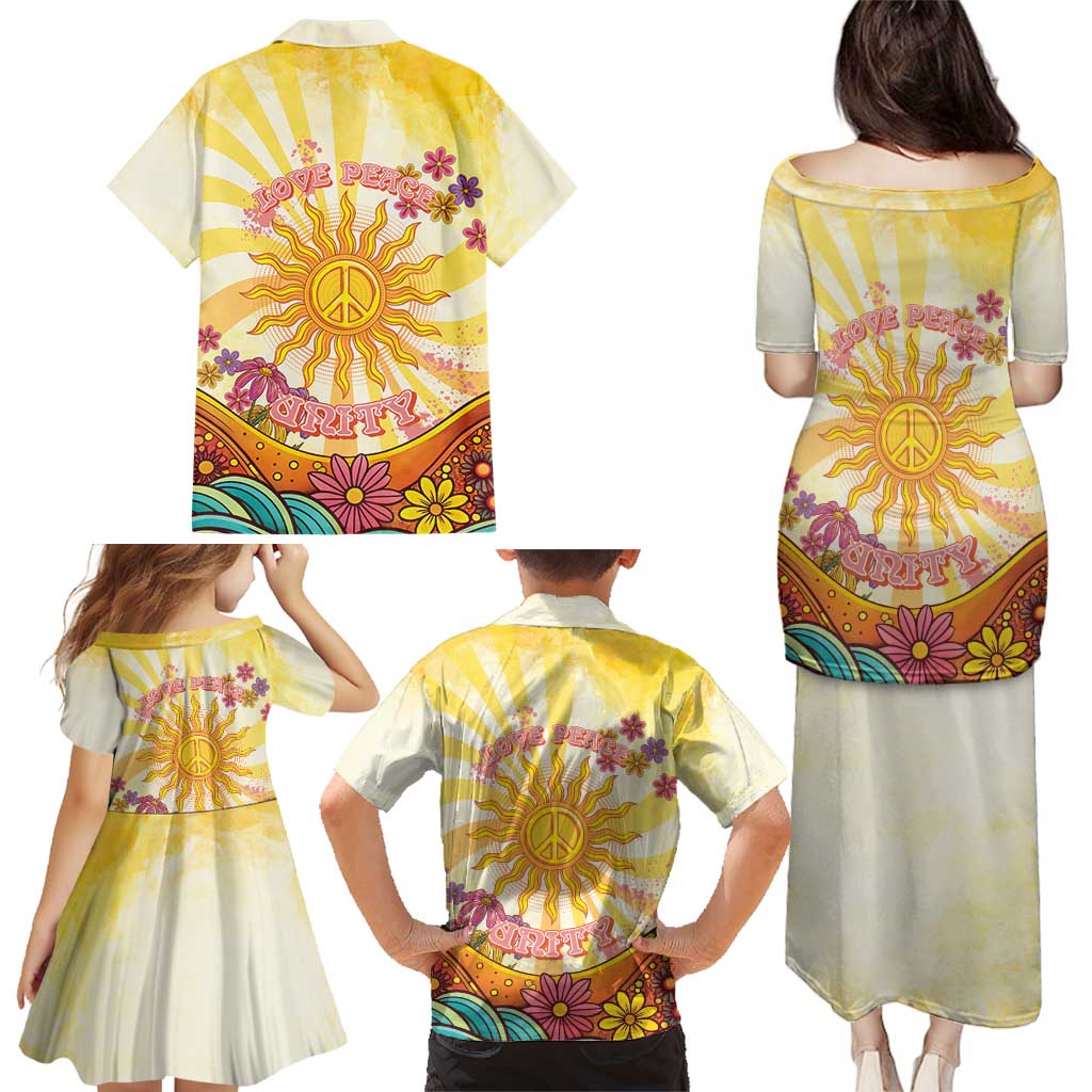 Love Peace Unity Family Matching Puletasi and Hawaiian Shirt Hippie Soul Sunflower - Wonder Print Shop