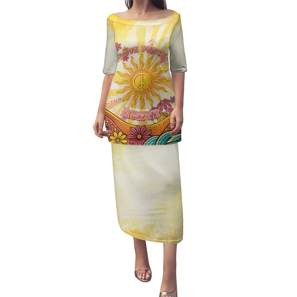 Love Peace Unity Family Matching Puletasi and Hawaiian Shirt Hippie Soul Sunflower - Wonder Print Shop