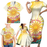 Love Peace Unity Family Matching Short Sleeve Bodycon Dress and Hawaiian Shirt Hippie Soul Sunflower - Wonder Print Shop