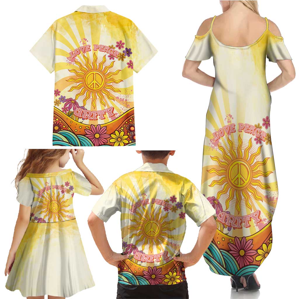 Love Peace Unity Family Matching Summer Maxi Dress and Hawaiian Shirt Hippie Soul Sunflower - Wonder Print Shop