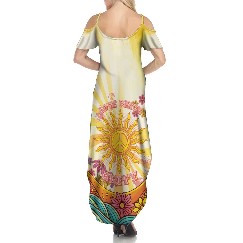 Love Peace Unity Family Matching Summer Maxi Dress and Hawaiian Shirt Hippie Soul Sunflower - Wonder Print Shop