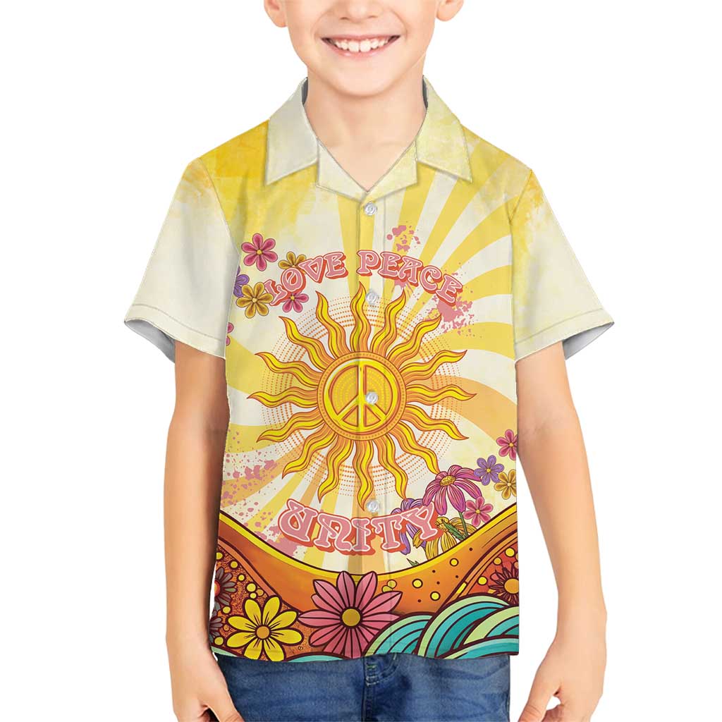 Love Peace Unity Family Matching Summer Maxi Dress and Hawaiian Shirt Hippie Soul Sunflower - Wonder Print Shop
