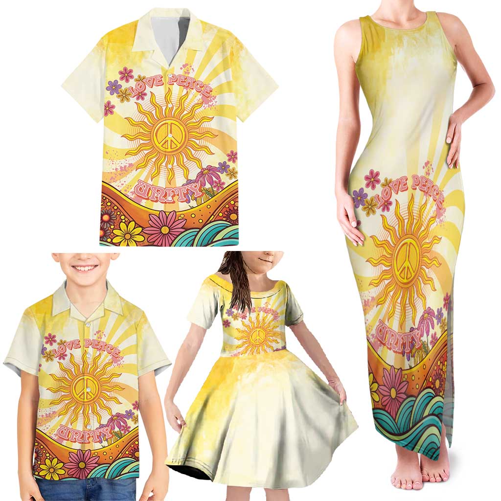 Love Peace Unity Family Matching Tank Maxi Dress and Hawaiian Shirt Hippie Soul Sunflower - Wonder Print Shop