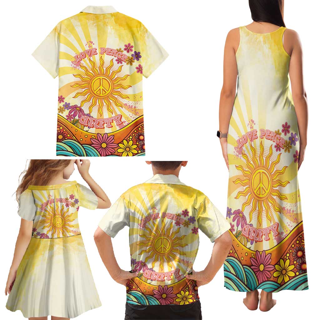 Love Peace Unity Family Matching Tank Maxi Dress and Hawaiian Shirt Hippie Soul Sunflower - Wonder Print Shop