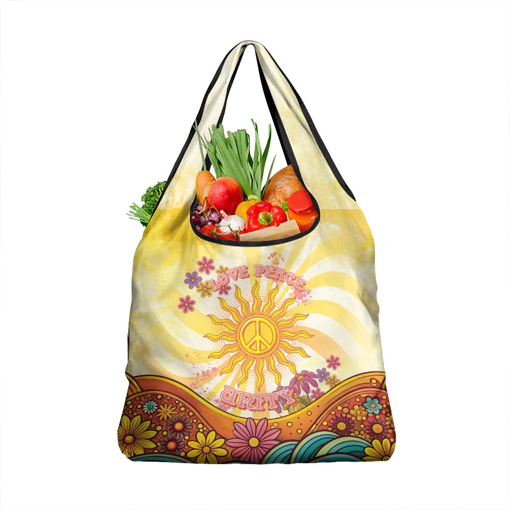 Love Peace Unity Grocery Bag Hippie Soul Sunflower - Wonder Print Shop