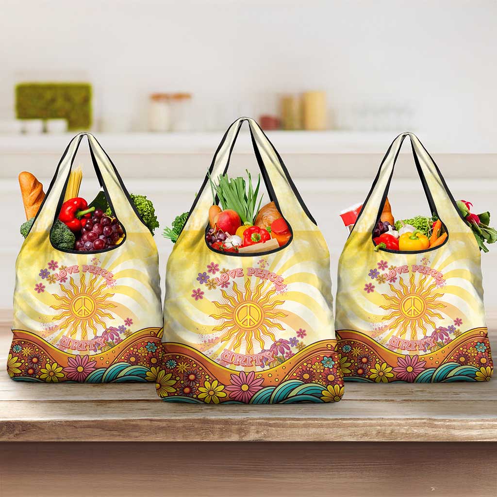 Love Peace Unity Grocery Bag Hippie Soul Sunflower - Wonder Print Shop