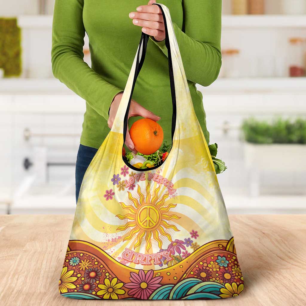 Love Peace Unity Grocery Bag Hippie Soul Sunflower - Wonder Print Shop