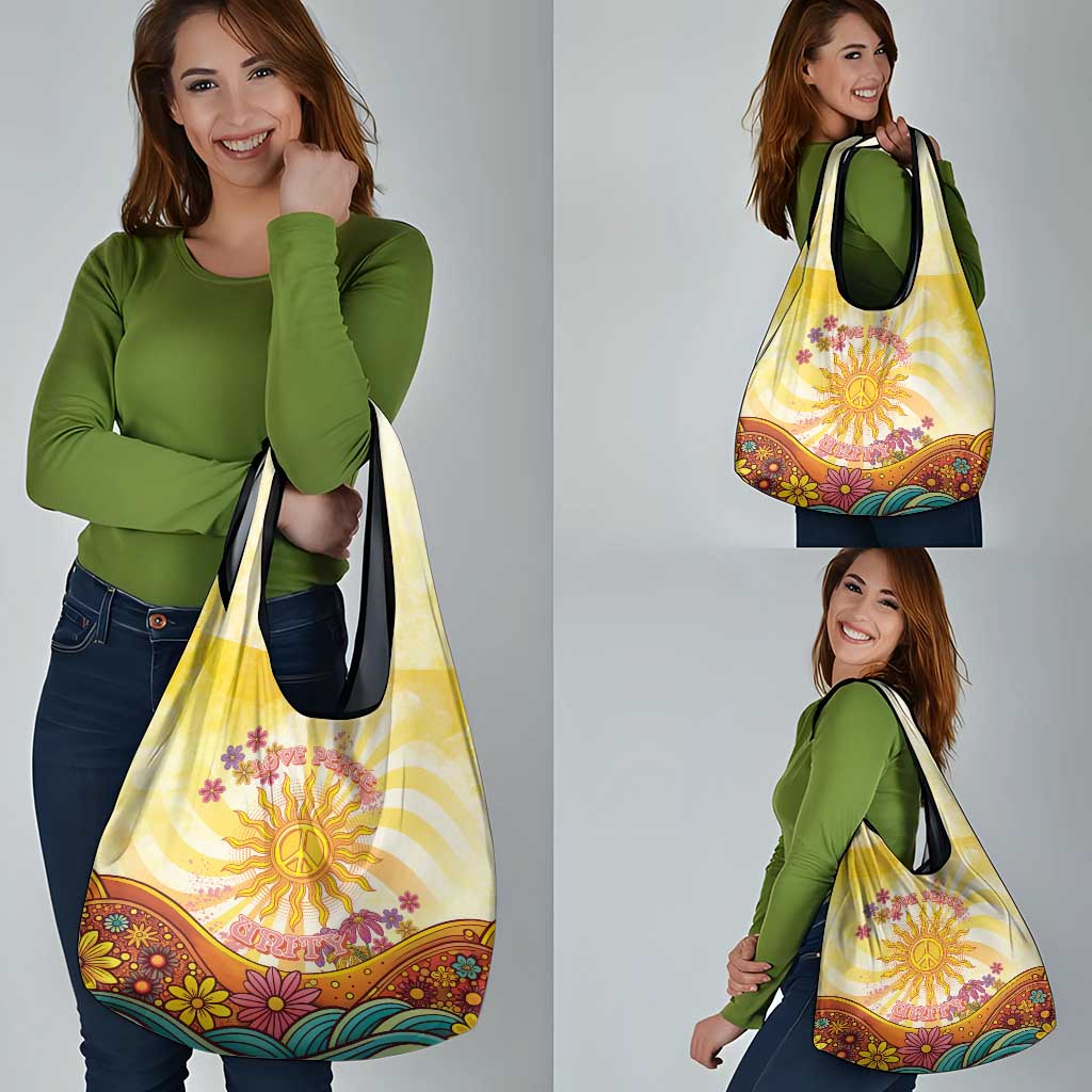 Love Peace Unity Grocery Bag Hippie Soul Sunflower - Wonder Print Shop