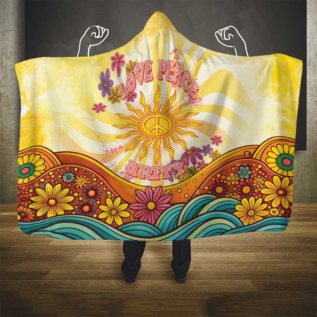 Love Peace Unity Hooded Blanket Hippie Soul Sunflower - Wonder Print Shop