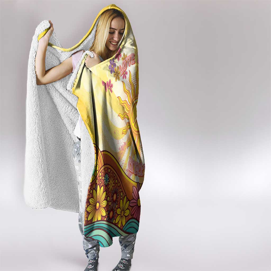Love Peace Unity Hooded Blanket Hippie Soul Sunflower - Wonder Print Shop