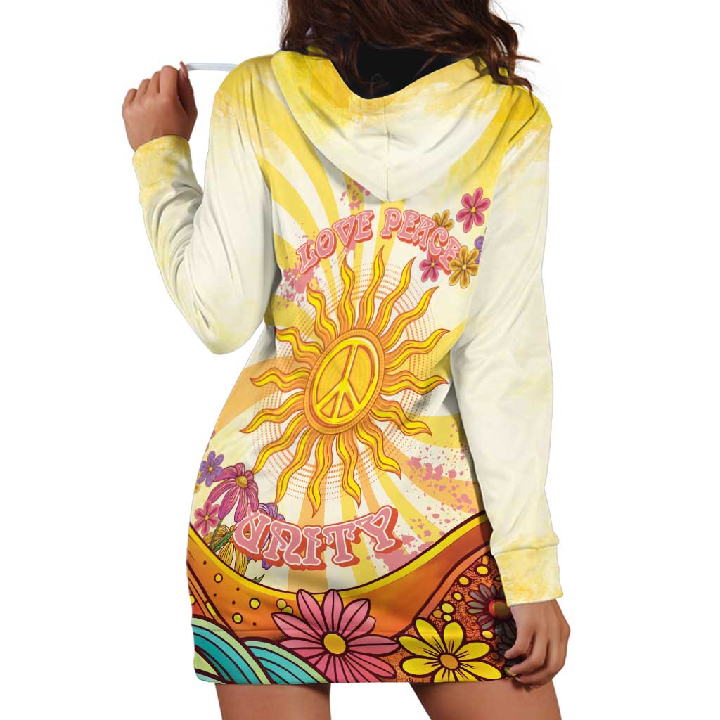 Love Peace Unity Hoodie Dress Hippie Soul Sunflower - Wonder Print Shop