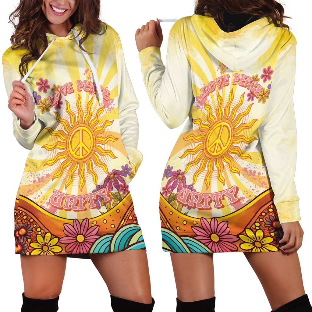 Love Peace Unity Hoodie Dress Hippie Soul Sunflower - Wonder Print Shop