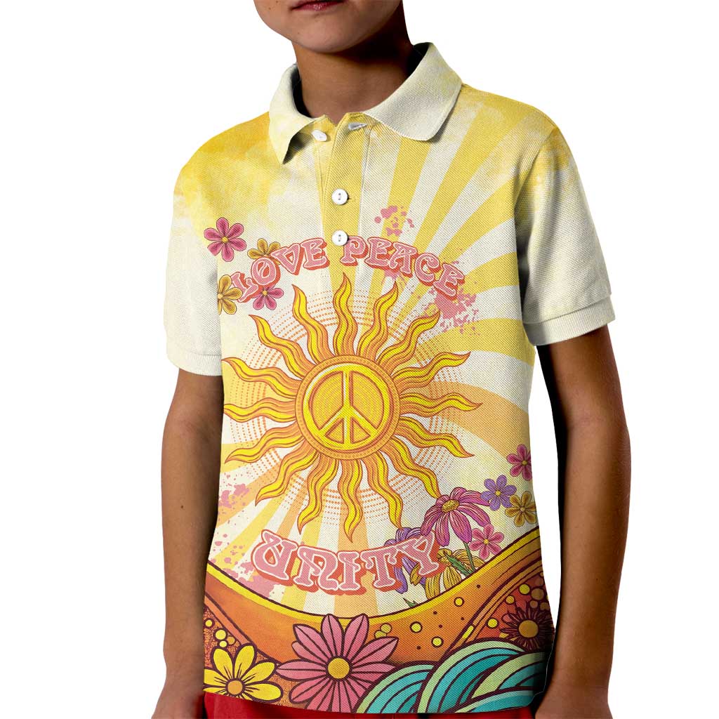Love Peace Unity Kid Polo Shirt Hippie Soul Sunflower - Wonder Print Shop