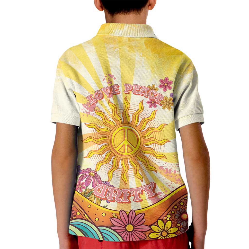 Love Peace Unity Kid Polo Shirt Hippie Soul Sunflower - Wonder Print Shop