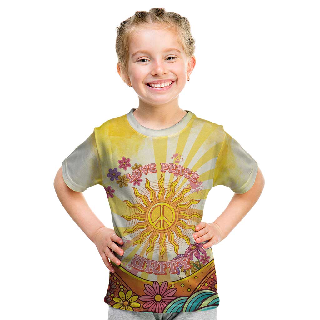 Love Peace Unity Kid T Shirt Hippie Soul Sunflower - Wonder Print Shop
