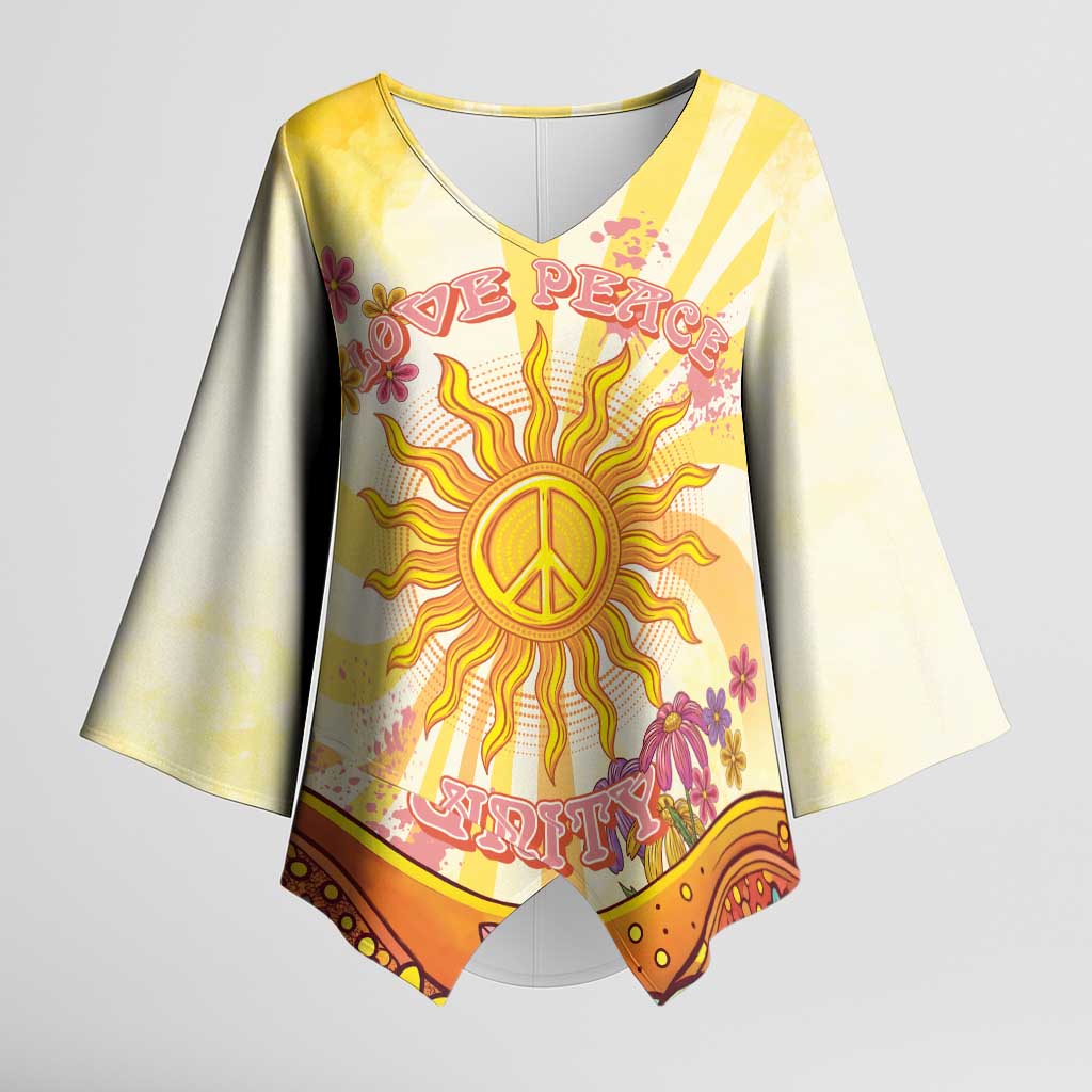 Love Peace Unity Kimono Sleeve Blouse Hippie Soul Sunflower - Wonder Print Shop