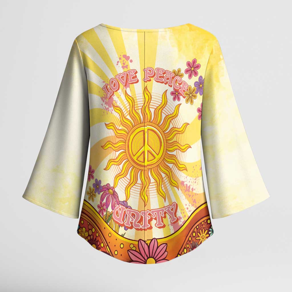 Love Peace Unity Kimono Sleeve Blouse Hippie Soul Sunflower - Wonder Print Shop