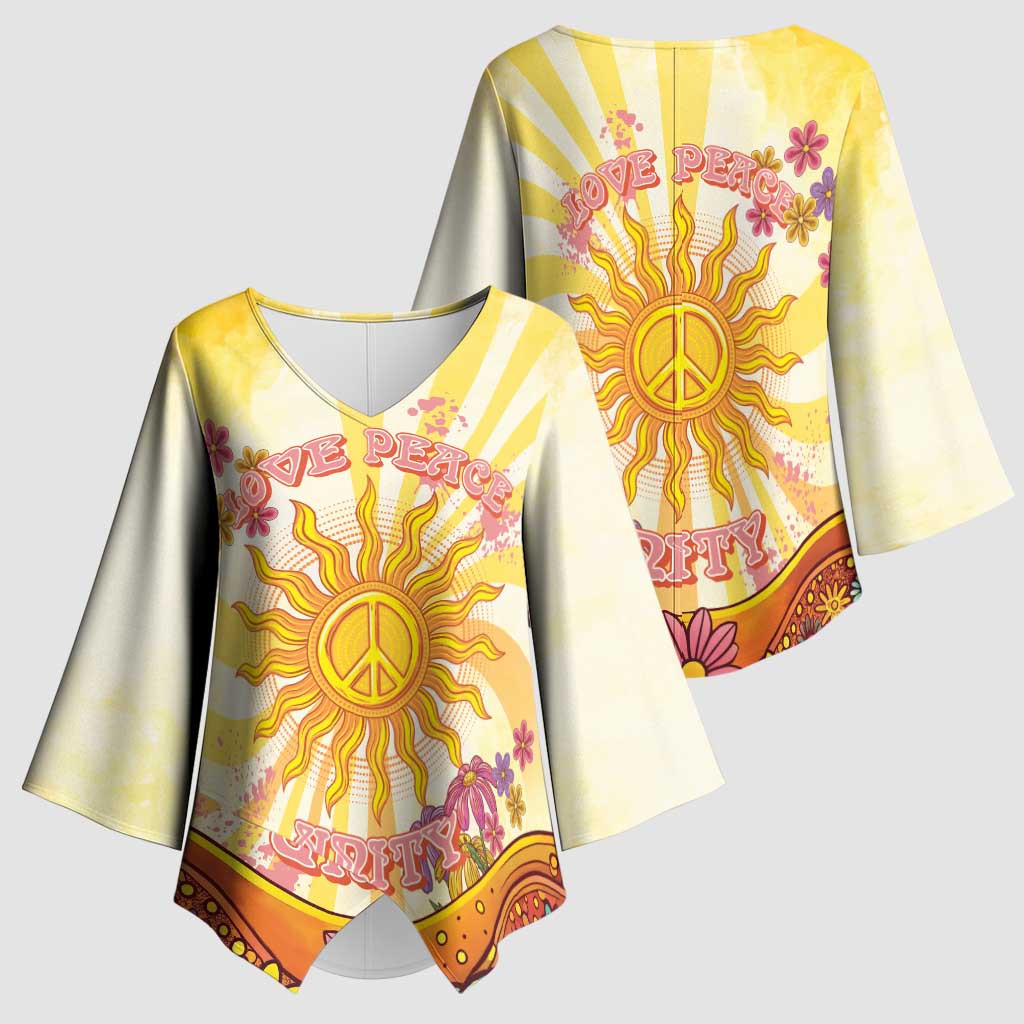 Love Peace Unity Kimono Sleeve Blouse Hippie Soul Sunflower - Wonder Print Shop