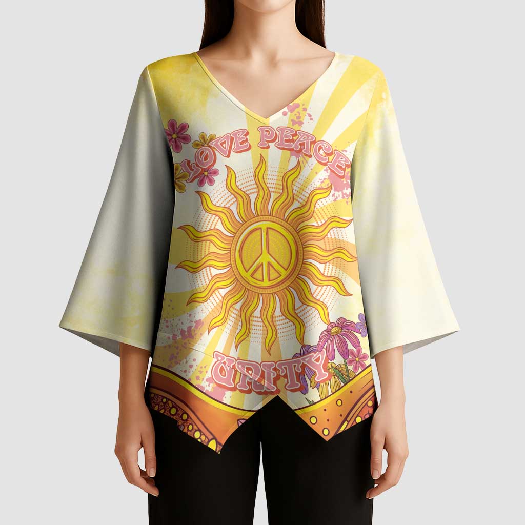 Love Peace Unity Kimono Sleeve Blouse Hippie Soul Sunflower - Wonder Print Shop