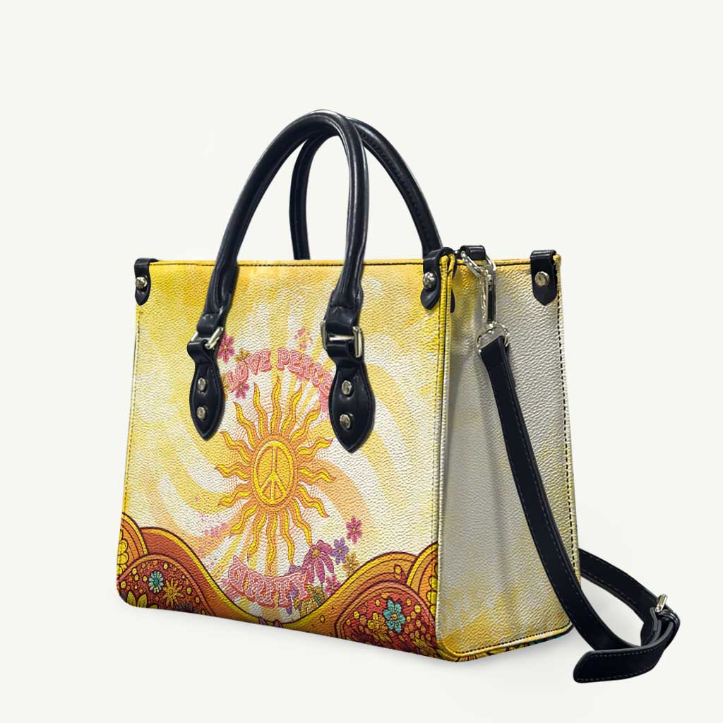 Love Peace Unity Leather Bag Hippie Soul Sunflower - Wonder Print Shop