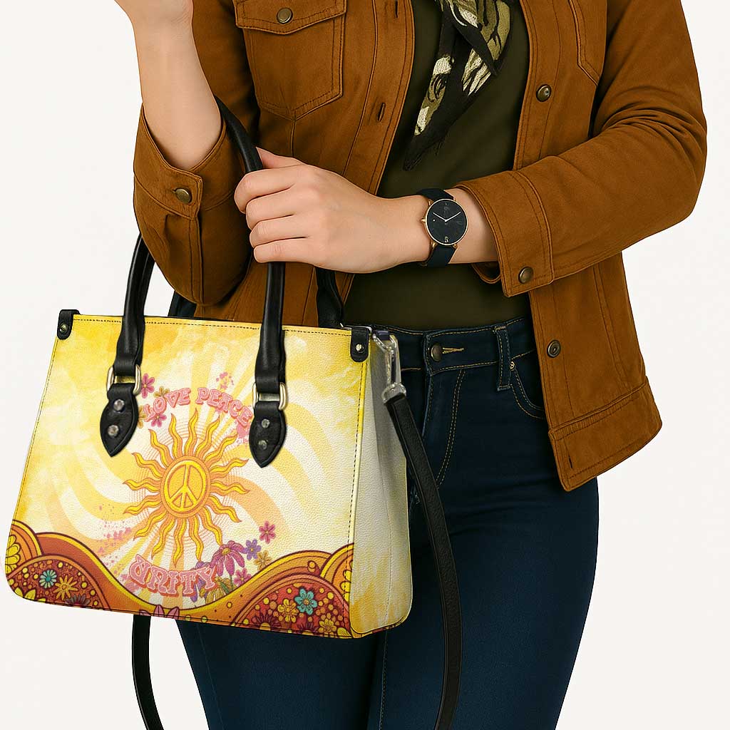 Love Peace Unity Leather Bag Hippie Soul Sunflower - Wonder Print Shop
