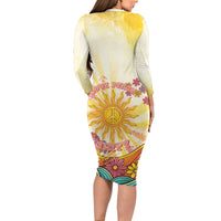 Love Peace Unity Long Sleeve Bodycon Dress Hippie Soul Sunflower - Wonder Print Shop